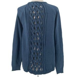 Forever 21 blue sweater cable knit back medium A&F
